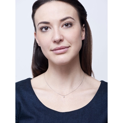 Collier pendentif en or blanc avec diamant 0.10 ct