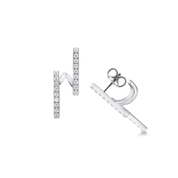 Boucles d’oreilles barrette en or blanc 18k serties de diamants