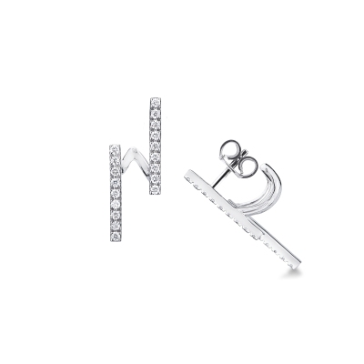 Boucles d’oreilles barrette en or blanc 18k serties de diamants