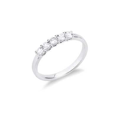 Demi-Alliance 5 Diamants 0.40ct Or Blanc 18K