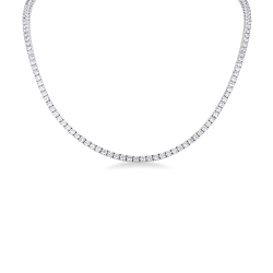 Collier tennis linéaire en or blanc 750 avec diamants