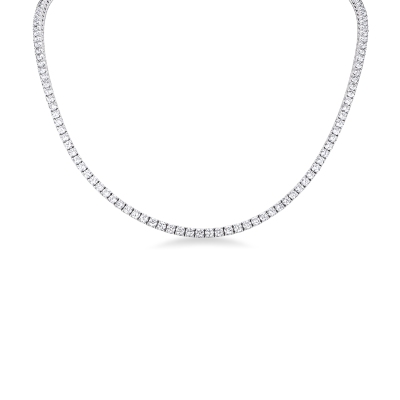 Collier tennis linéaire en or blanc 750 avec diamants