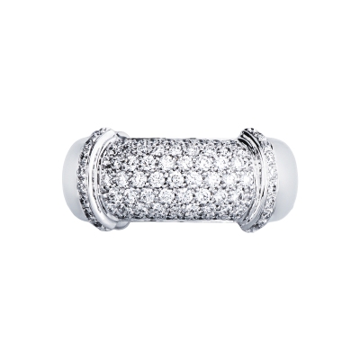 Bague élastique en or blanc 18k avec pavé de diamants