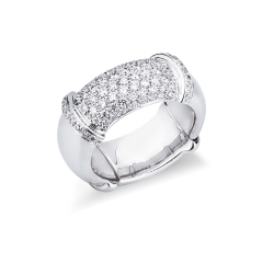 Bague élastique en or blanc 18k avec pavé de diamants