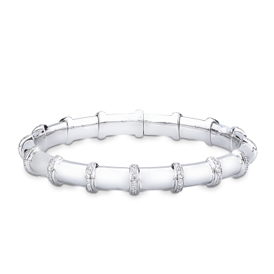 Bracelet élastique en or blanc 18k avec rangées de diamants