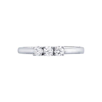 Bague trilogy linéaire en or blanc 18k avec diamants 0,21 ct