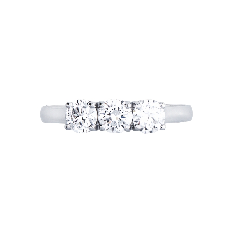Demi-alliance avec 3 diamants taille brillant de 0,90 ct en or blanc 18k