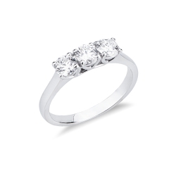 Demi-alliance avec 3 diamants taille brillant de 0,90 ct en or blanc 18k