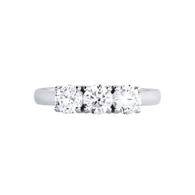 Bague trilogy en ligne or blanc 18k avec diamants