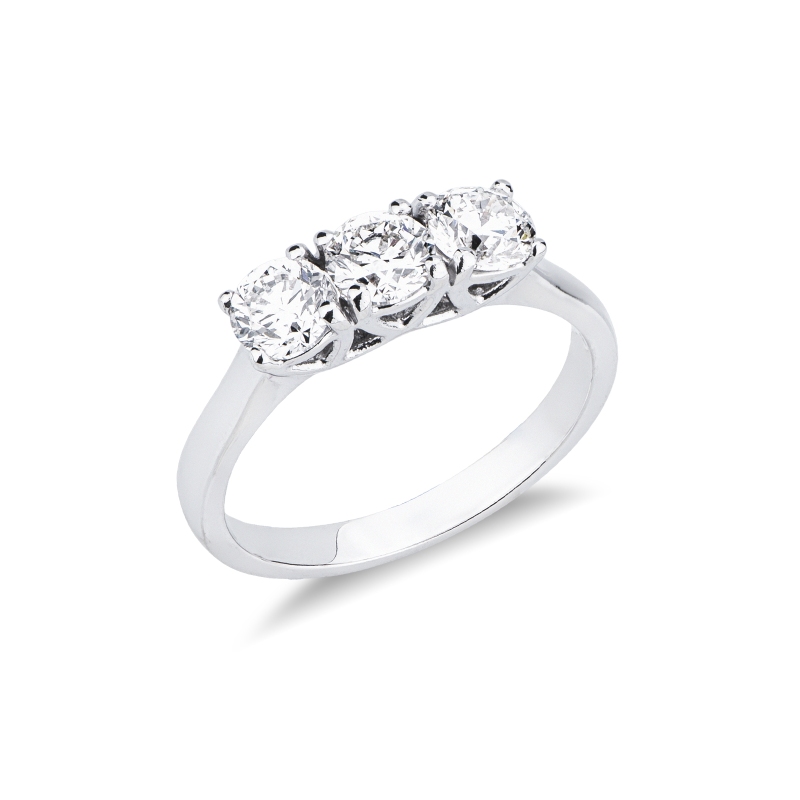 Bague trilogy en ligne or blanc 18k avec diamants