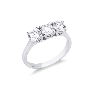 Bague 3 pierres de 1.50 ct en or blanc 18k 