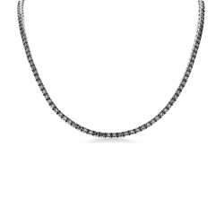 Collier élégant or 18k style tennis avec diamants noirs