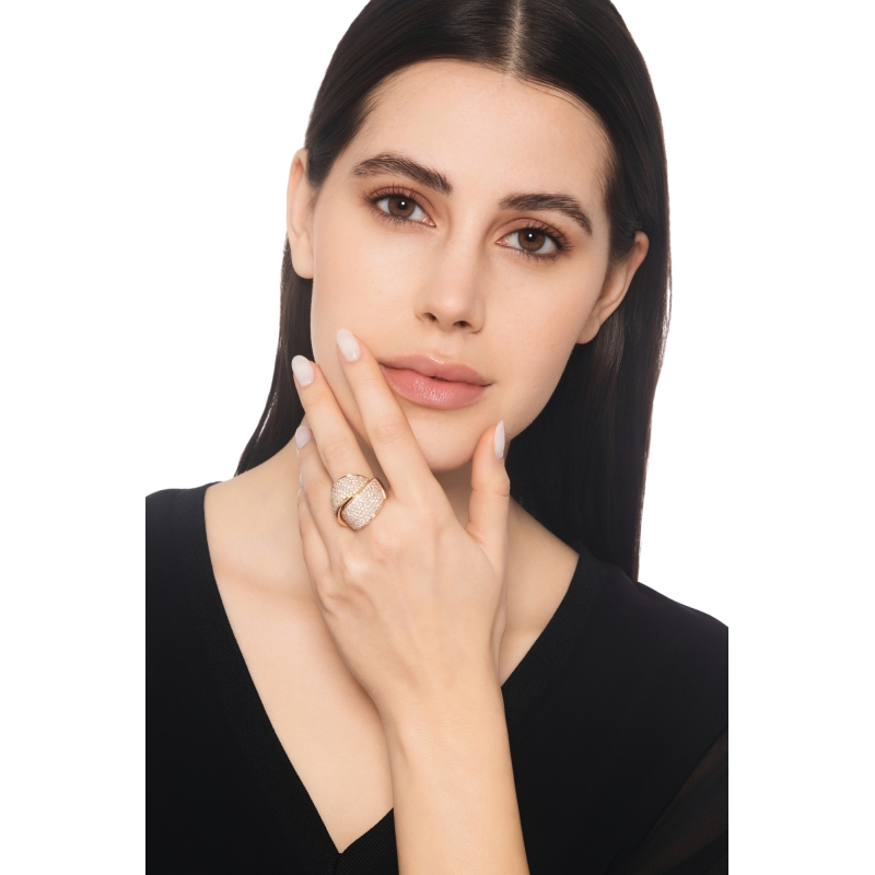 Bague Croisée Eclat Or Rose 18K Diamants