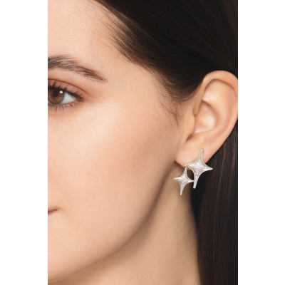 Boucles d’oreilles en or blanc 18k étoiles en diamants