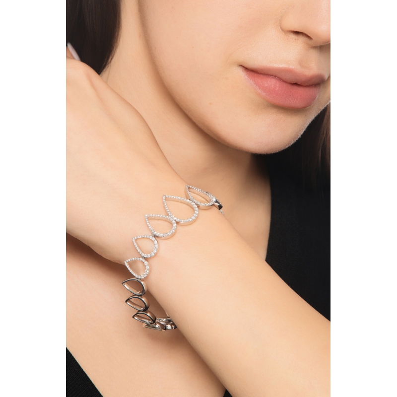  Bracelet fantaisie goutte en or blanc