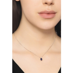 Collier en or blanc 18k avec saphir bleu central 2