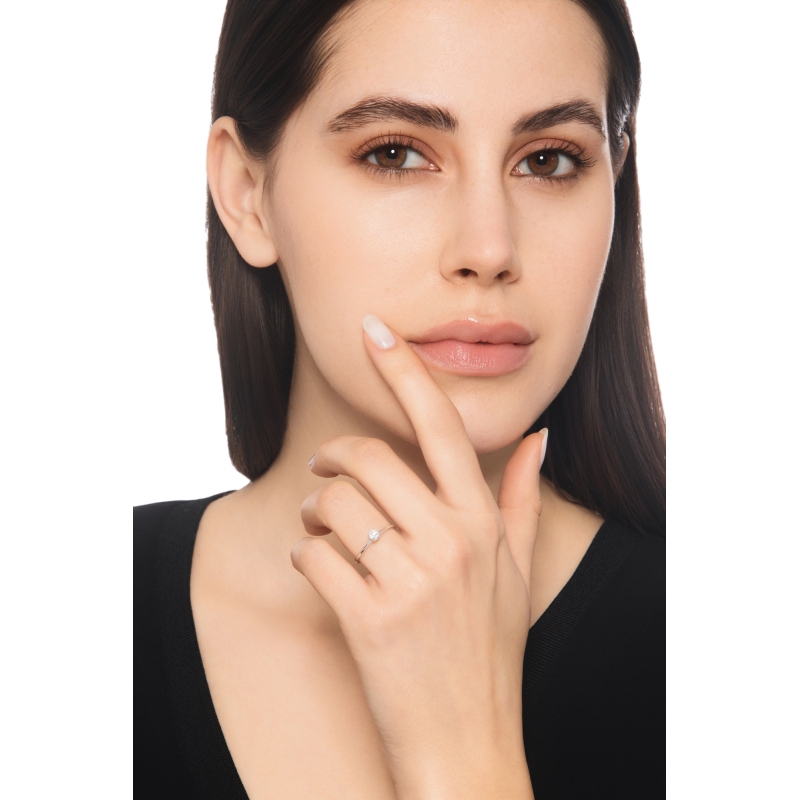 Solitaire Or 18K Diamant Brillant ct. 0,20