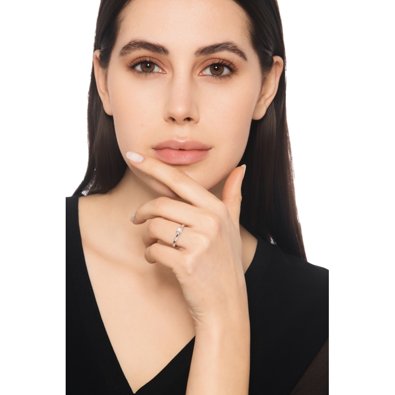 Bague solitaire or blanc 750 diamant 0.20 ct