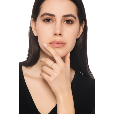 Bague trilogy linéaire en or blanc 18k avec diamants 0,21 ct