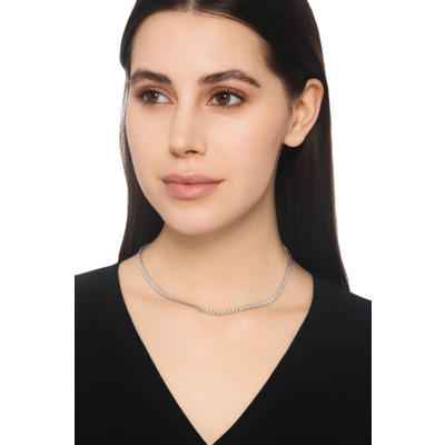 Collier tennis raffiné en or blanc 18k et diamants