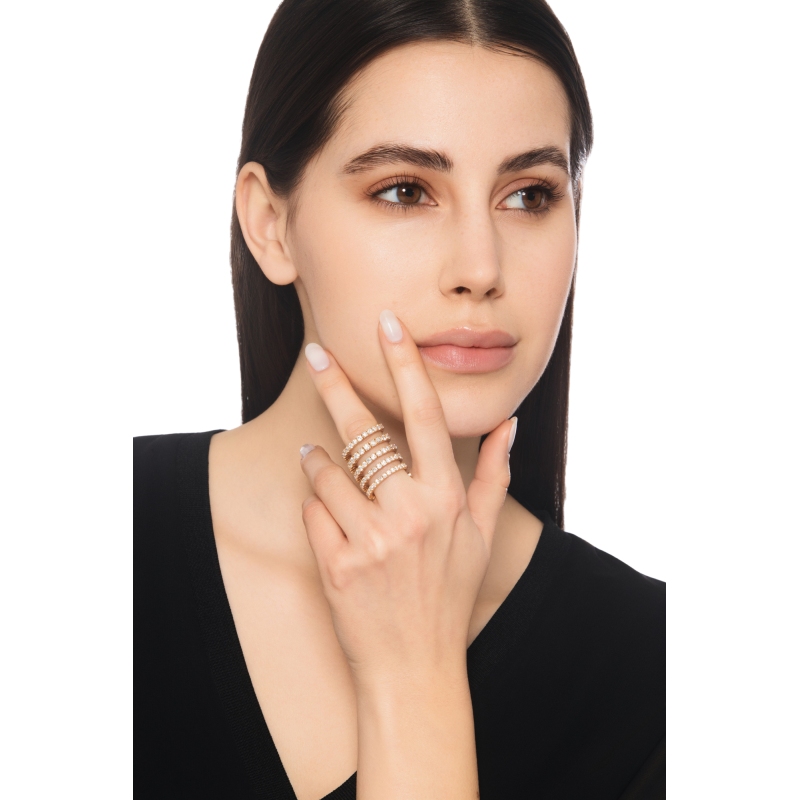 Bague à ressort en or rose 18 carats avec diamants