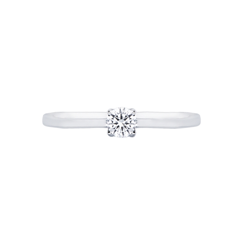 Bague solitaire en or blanc 18k à quatre griffes avec diamant ct. 0,10