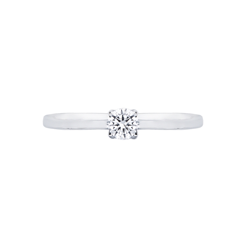 Solitaire Or Blanc 18K 4 Griffes et Diamant 0.15 ct