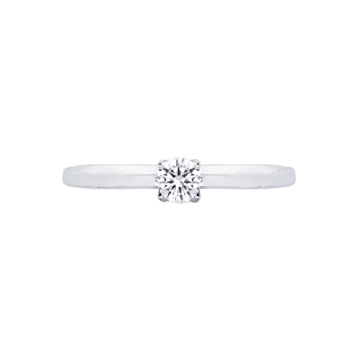 Solitaire Or Blanc 18K 4 Griffes et Diamant 0.15 ct
