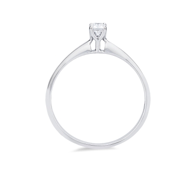 Solitaire Or Blanc 18K 4 Griffes et Diamant 0.15 ct