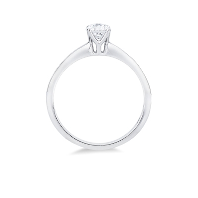 Bague solitaire en or blanc 18k à quatre griffes avec diamant CT 0.50