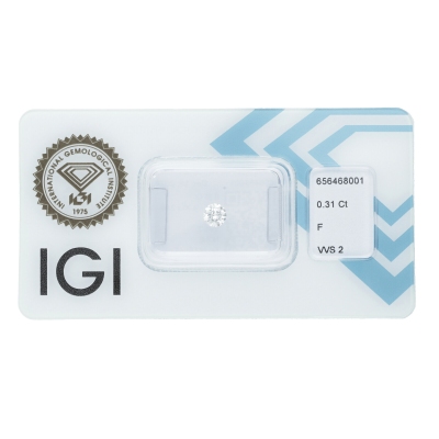 Diamant Certifié IGI  0.31 CT F VVS2 