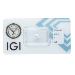 Diamant Certifié IGI  0.70 CT F VVS1