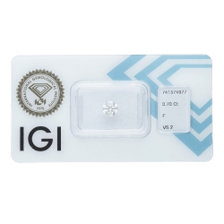Diamant Certifié IGI  0.70 CT F VS2