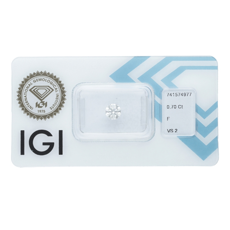 Diamant Certifié IGI  0.70 CT F VS2