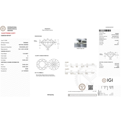 Diamant Certifié IGI 1.00 CT G VS2