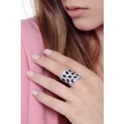 Bague pavé en or blanc 18k saphirs bleus et pavé de diamants 2