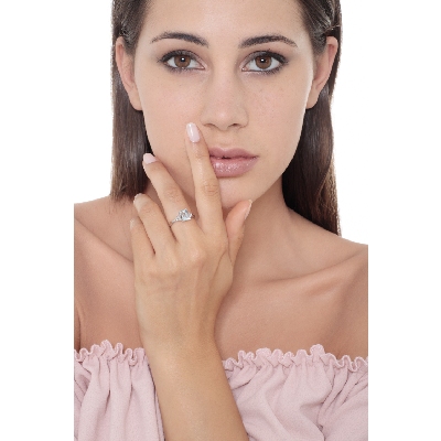 Bague or blanc 18k aigue-marine octogonale et diamants