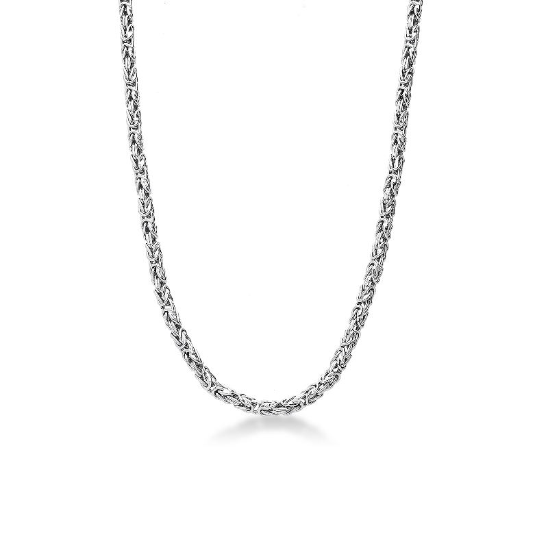 Collier en or blanc 18k à maille byzantine cm 60