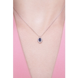 Collier or blanc 18k pendentif saphir rose  2