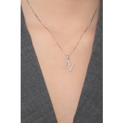 Collier en Or Blanc 18k avec Lettre N et Diamants 2
