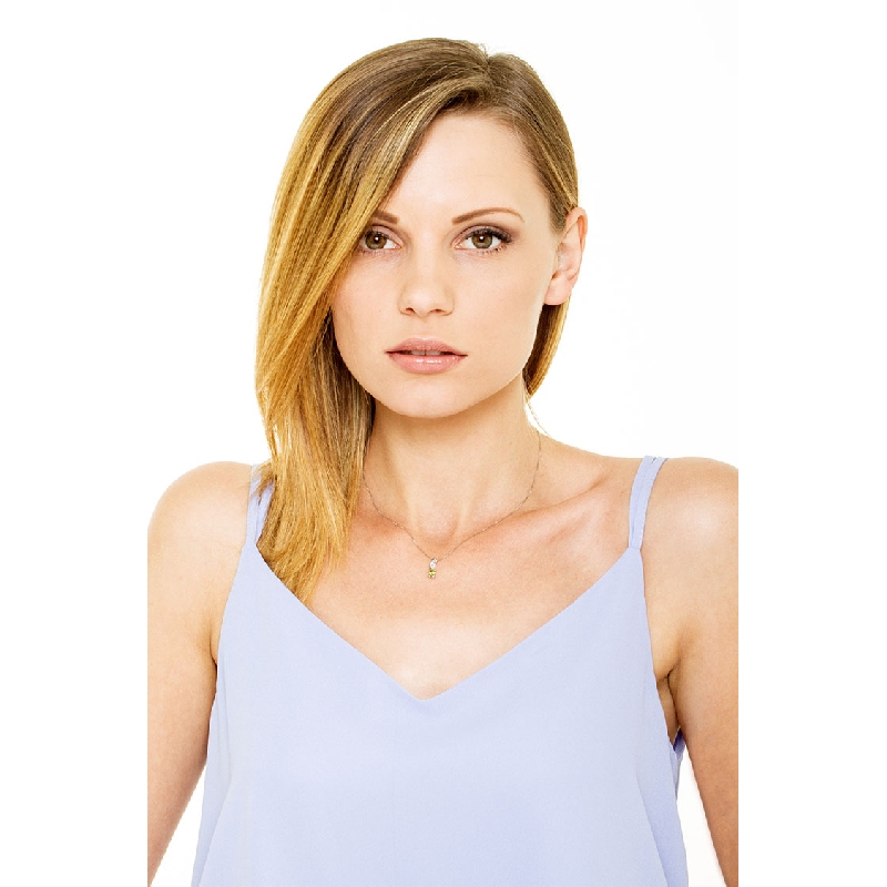 Collier Pendentif Or Blanc 18k Peridot Ovale & Diamants Brillants