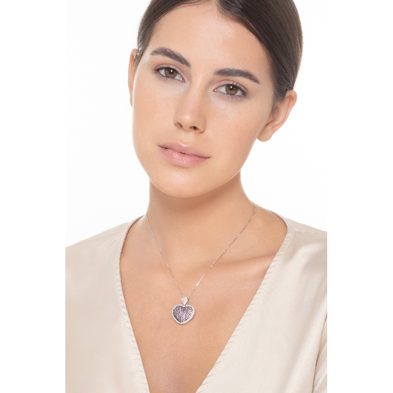 Collier en or blanc 18k avec pendentif cœur