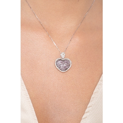 Collier en or blanc 18k avec pendentif cœur