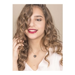 Collier cœur pavé en or blanc 18k avec diamants noirs et blancs 2