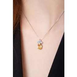 Collier en Or Blanc 18k avec Pendentif Citrine et Diamants 2