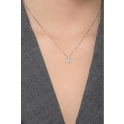 Collier en or blanc 18k avec pendentif aiguemarine et diamants 2