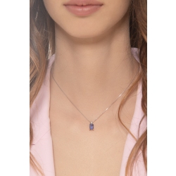 Collier en or blanc 18k avec tanzanite rectangulaire et diamant 2