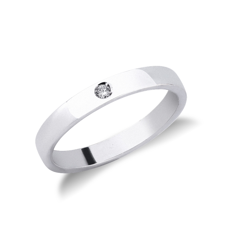 Alliance spéciale en or blanc 18 carats avec diamant