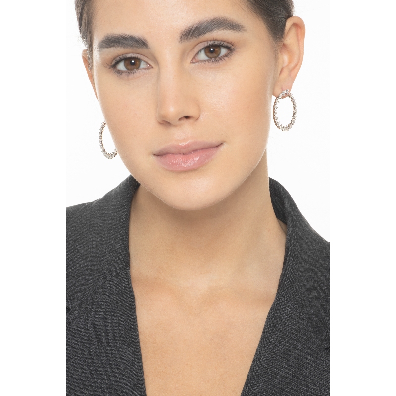 Boucles d'oreilles créoles en Or Blanc 18k avec Diamants pour femme