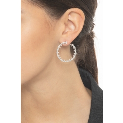 Boucles d'oreilles créoles en Or Blanc 18k avec Diamants pour femme 2